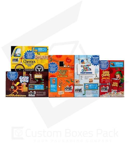 rube goldberg cereal boxes