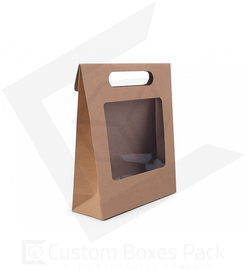 custom kraft window bag boxes wholesale