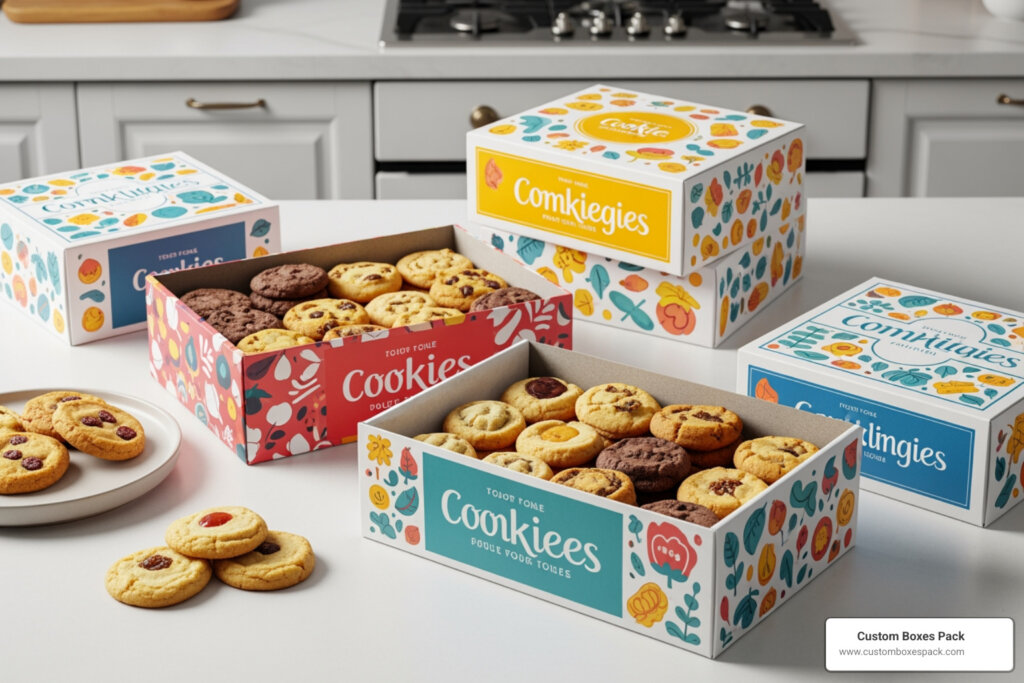 Custom printed cookie boxes with vibrant food-safe designs