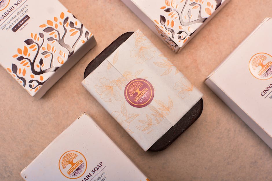 branded soap boxes for business on a retail shelf